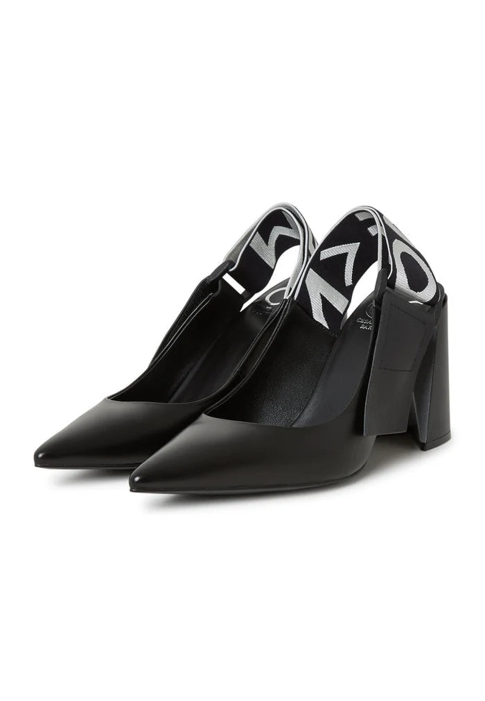 A stylish pair of black block heeled slingback pumps, the Jimena pumps, a must-have in women's footwear.