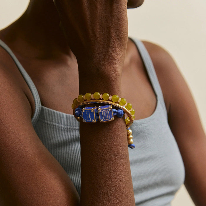 Block Party Varsity Number Custom Bracelet  - Cobalt Double Digit