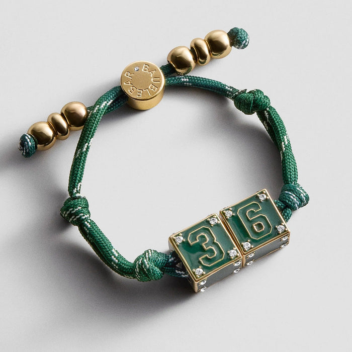 Block Party Varsity Number Custom Bracelet  - Dark Green Double Digit