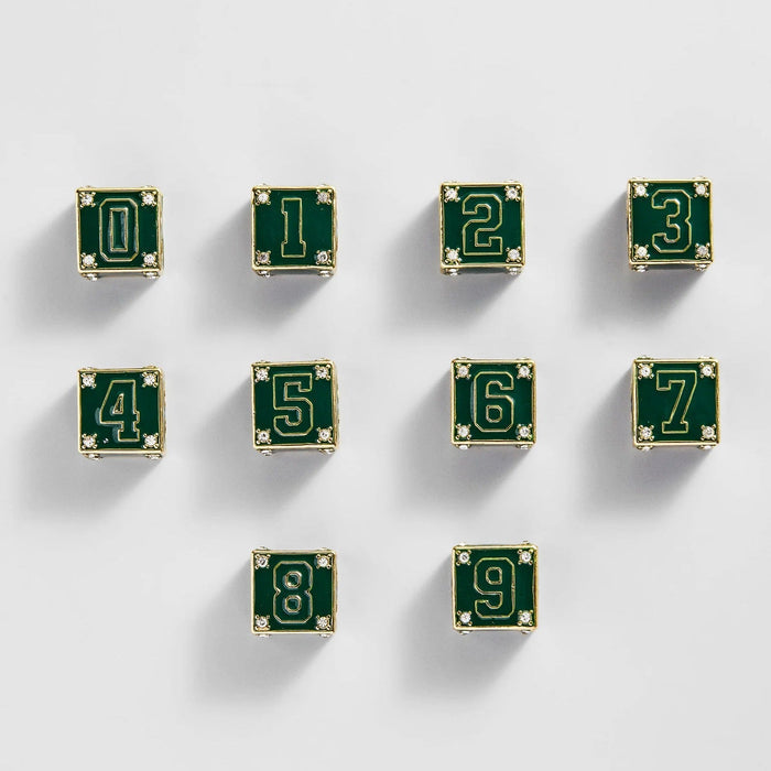 Block Party Varsity Number Custom Bracelet  - Dark Green Double Digit