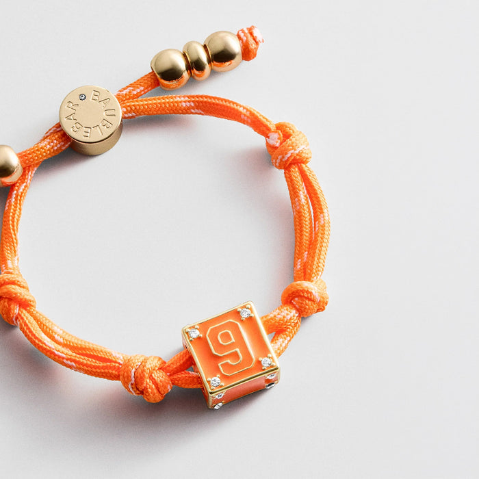 Block Party Varsity Number Custom Bracelet  - Tangerine Single Digit