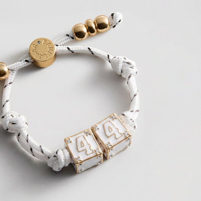 Block Party Varsity Number Custom Bracelet  - White Double Digit