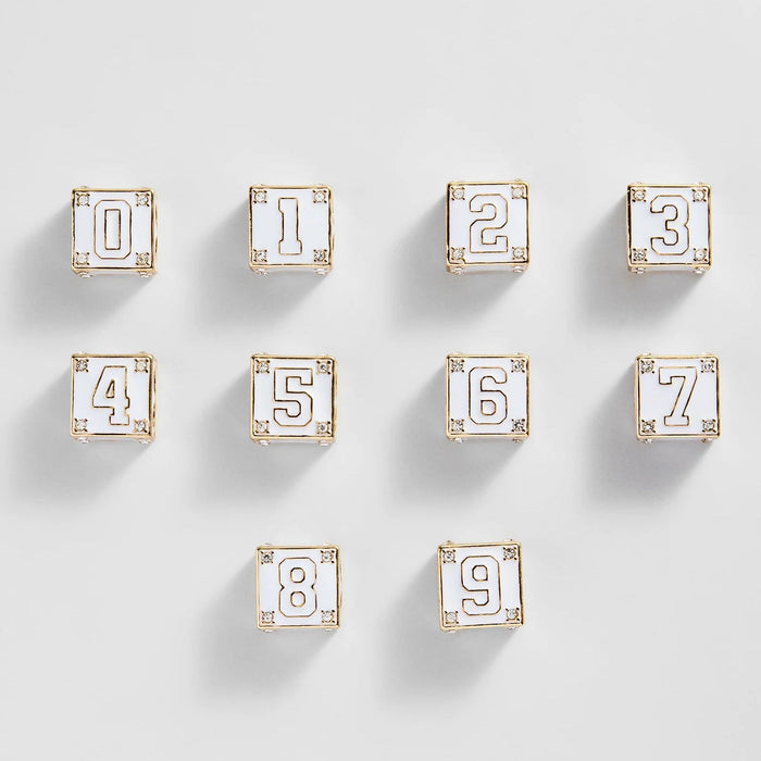 Block Party Varsity Number Custom Bracelet  - White Single Digit