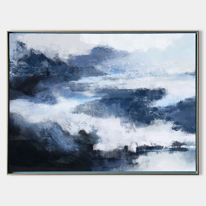 Abstract Horizontal  Black And Blue Wall Art Abstract Landscape Paintings