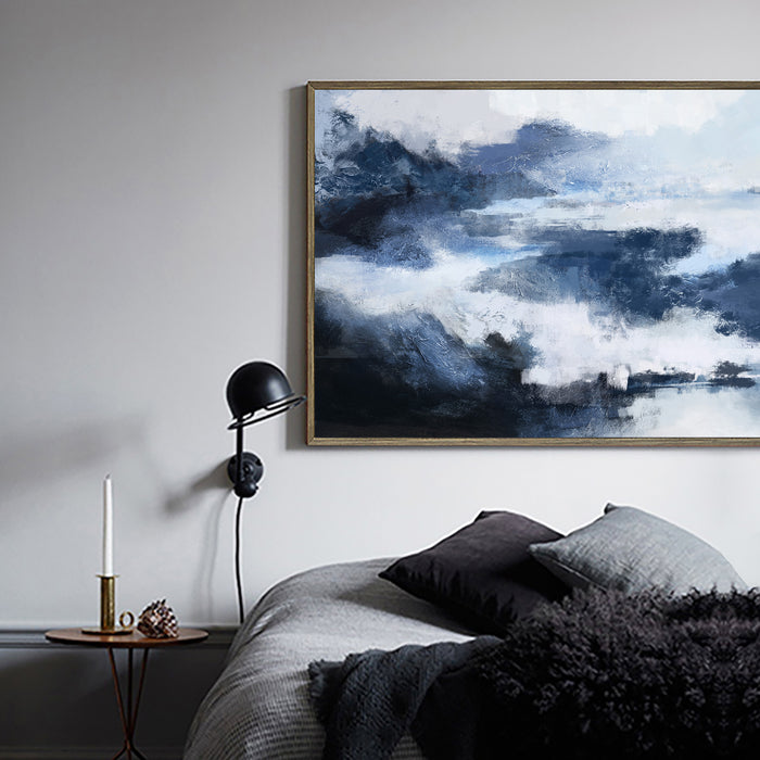 Abstract Horizontal  Black And Blue Wall Art Abstract Landscape Paintings