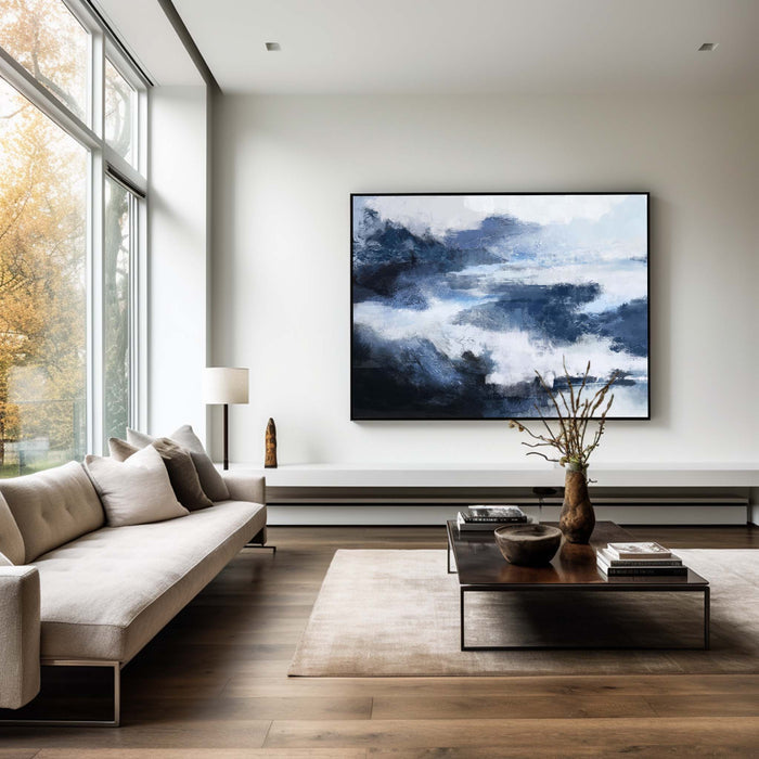 Abstract Horizontal  Black And Blue Wall Art Abstract Landscape Paintings