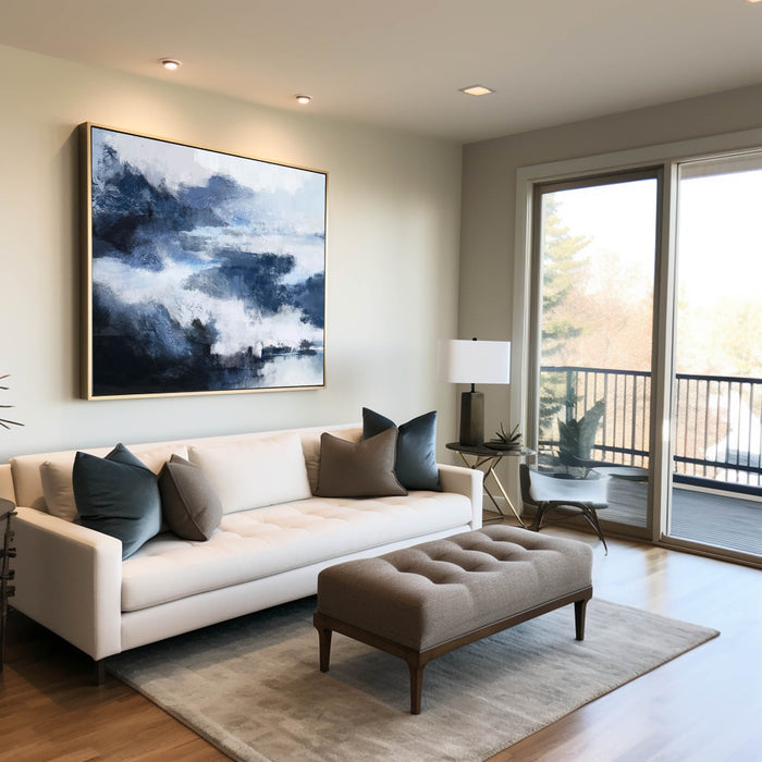 Abstract Horizontal  Black And Blue Wall Art Abstract Landscape Paintings