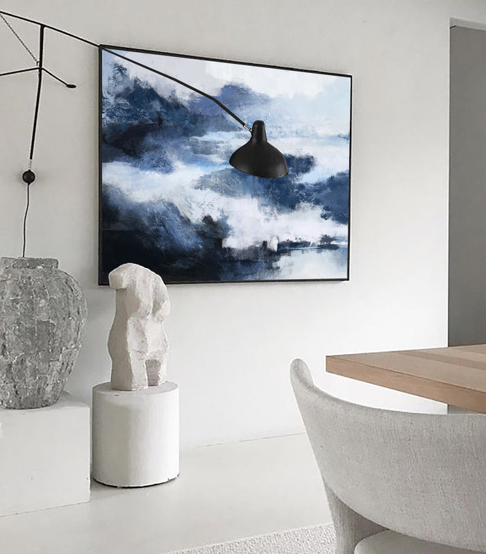 Abstract Horizontal  Black And Blue Wall Art Abstract Landscape Paintings