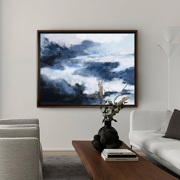 Abstract Horizontal  Black And Blue Wall Art Abstract Landscape Paintings