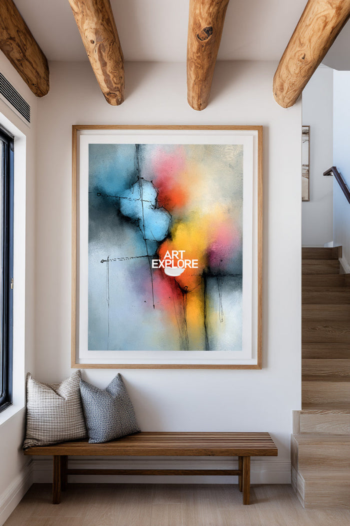 Blue And Pink Abstract Canvas Painting Hand-Painted Modern Wall Art