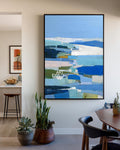 Bold Blue Abstract Wall Art, Handmade Vertical Textured Canvas – ArtExplore