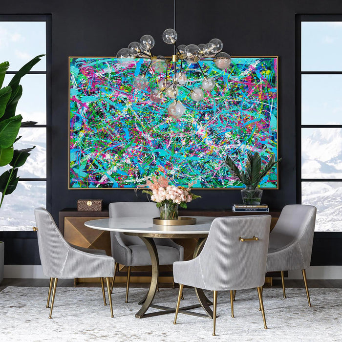 47'' X 36'' Modern Blue Large Wall Art Abstract Horizontal Paintings Artwork In Stock For Sale