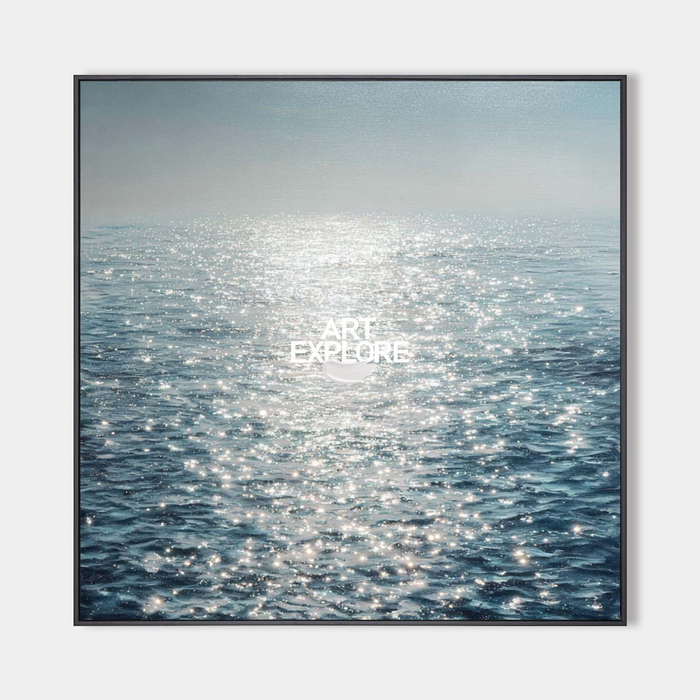 Ocean Horizon Blue Seascape Oil Painting for Large Wall Decor - ArtExplore