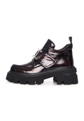 Bold Double Buckle Leather Loafers Geirr - Bordeaux