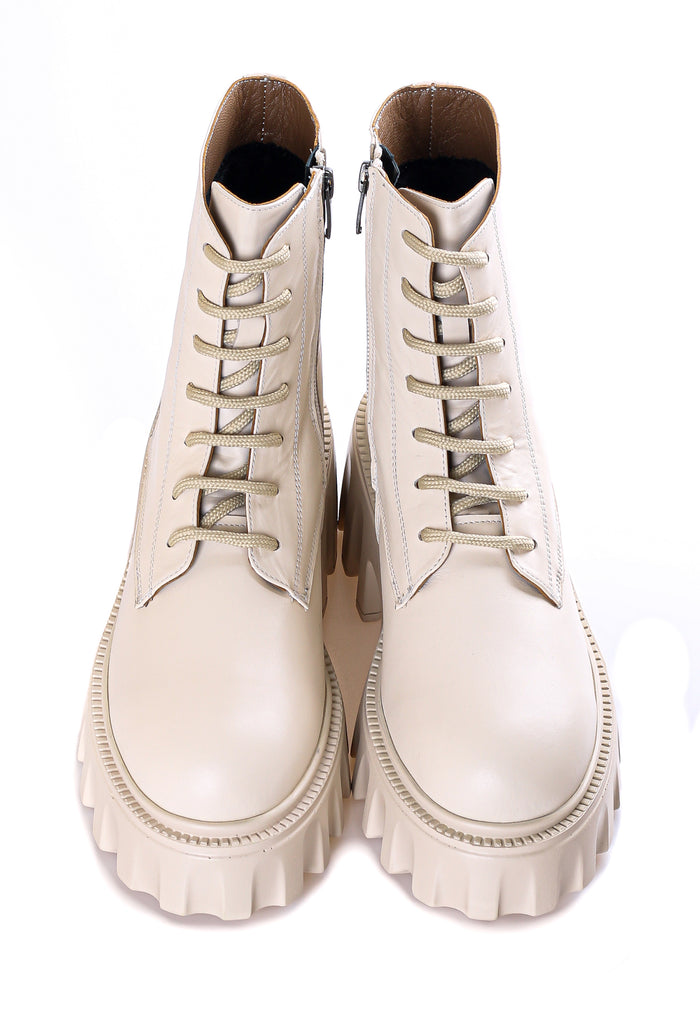 Bold Edge Combat Boots - Beige