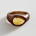 Bold Idea Chunky Statement Ring - Tiger's Eye/Citrine