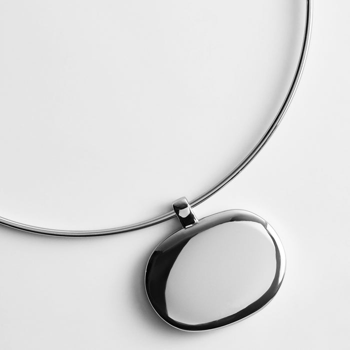 Brandy Pendant Collar Necklace - Silver