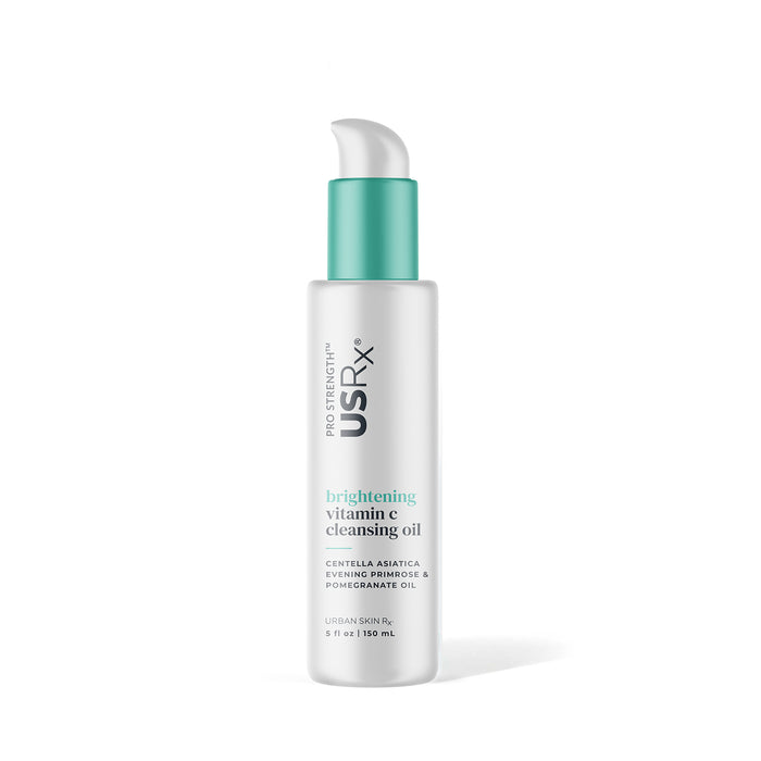 Bottle of USRx Brightening Vitamin C Cleansing Oil on a white background