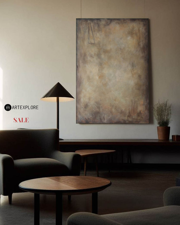 Brown Wabi-sabi Painting Minimalist Painting Brown Abstract Painting Brown Minimalist Abstract Art