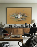 Modern Brown Landscape Painting – Horizontal Framed ArtExplore Canvas