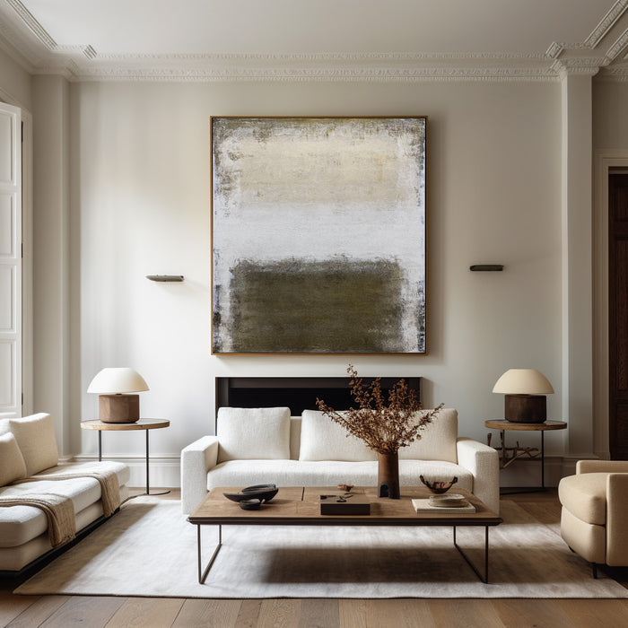 Blown And White Abstract Minimalist Acrylic Painting On Canvas Vertical Contemporary Minimalist Abstract Art
