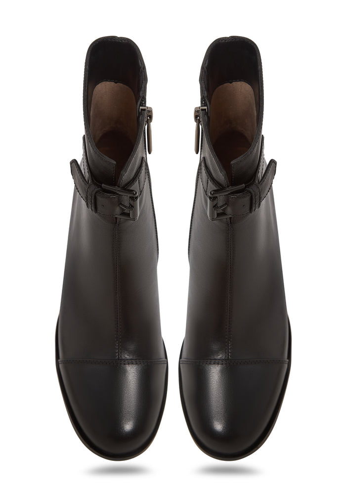 Buckle Strap Mid-Heel Boot