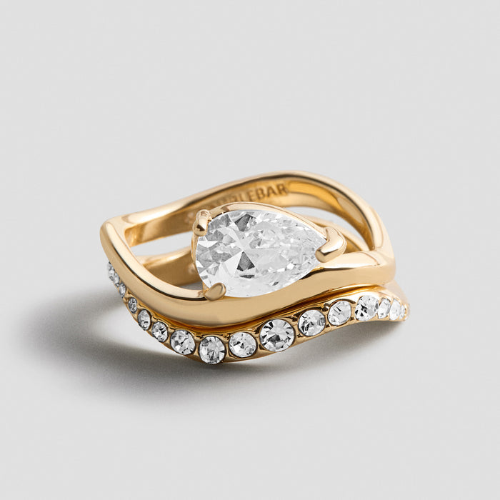 Caroline Gold Ring Set - Gold/Pavé