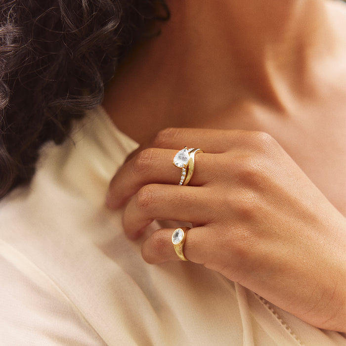 Caroline Gold Ring Set - Gold/Pavé