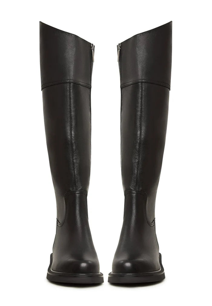 Casual Block Heeled Boots - Black