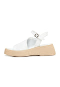 A pair of stylish white casual platform sandals - the best white platform sandals for a comfy and trendy look.