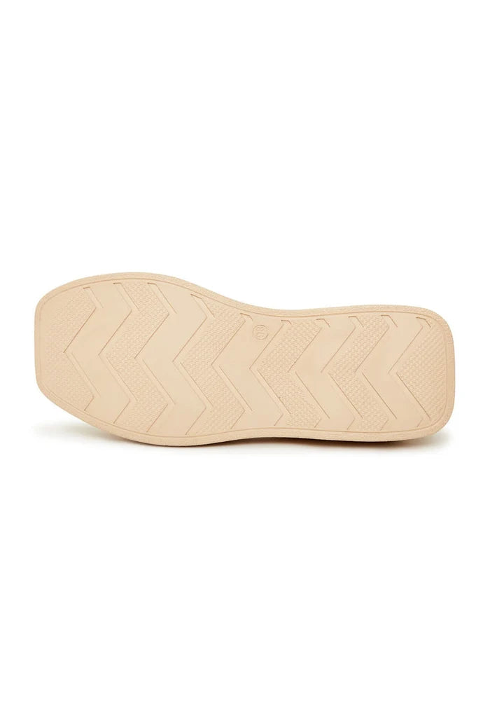 A pair of stylish white casual platform sandals, the best white platform sandals for a trendy summer look.