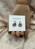 Ceramic Earring | white & blue circles