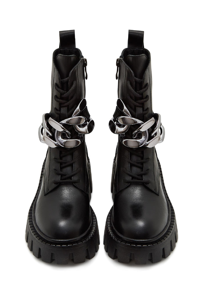 Chain Impact Combat Boots - Black