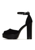 A chic pair of black block heel pumps, the perfect fashionable choice for women's block heel shoes.