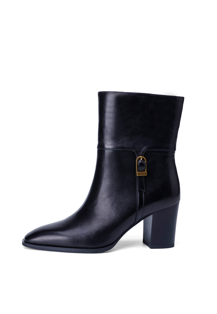 Chic Block Heel Ankle Boots - Black