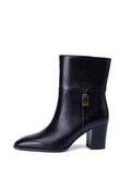 Chic Block Heel Ankle Boots - Black