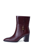 Chic Block Heel Ankle Boots - Bordeaux