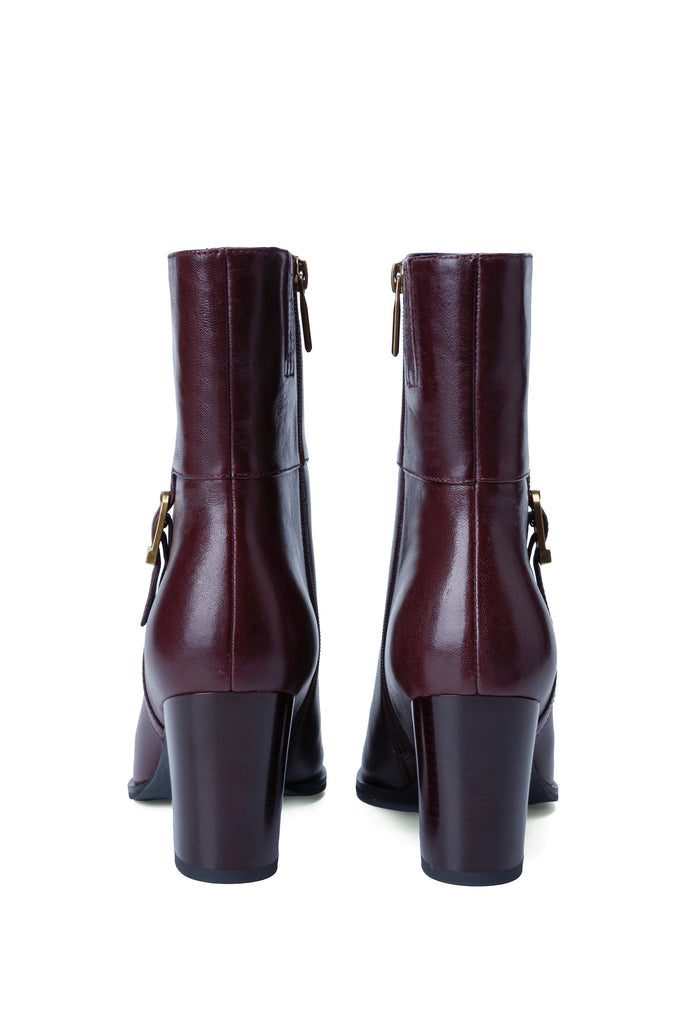 Chic Block Heel Ankle Boots - Bordeaux