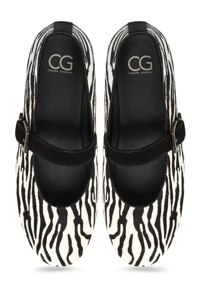 Chic Mary Jane Flats - Zebra