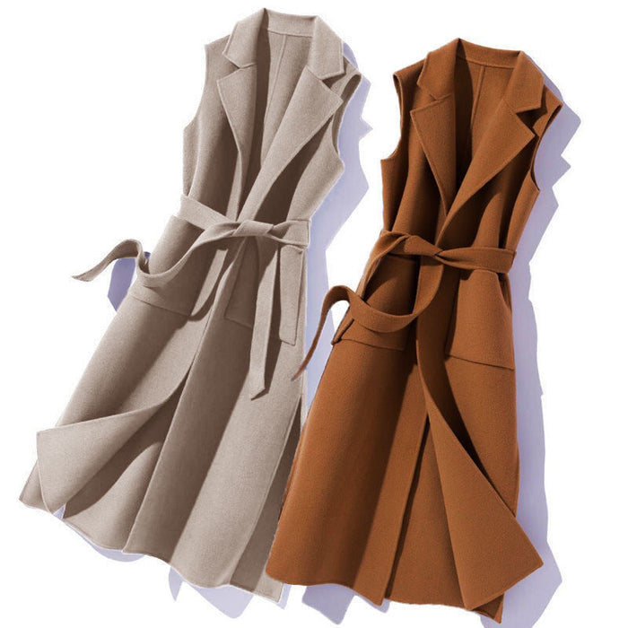 Chic Wool Blend Long Vest for Women, Fall/Winter