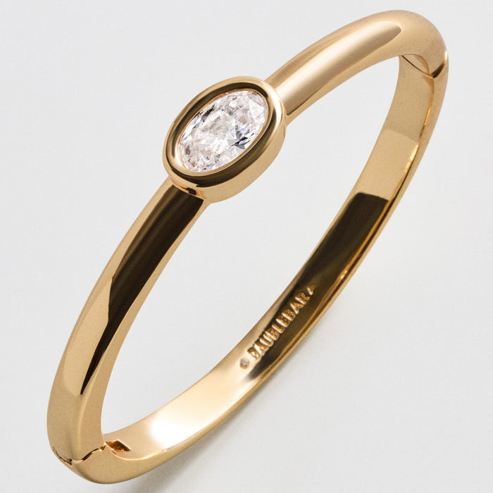 Christine Hinge Bangle Bracelet - Round Bezel
