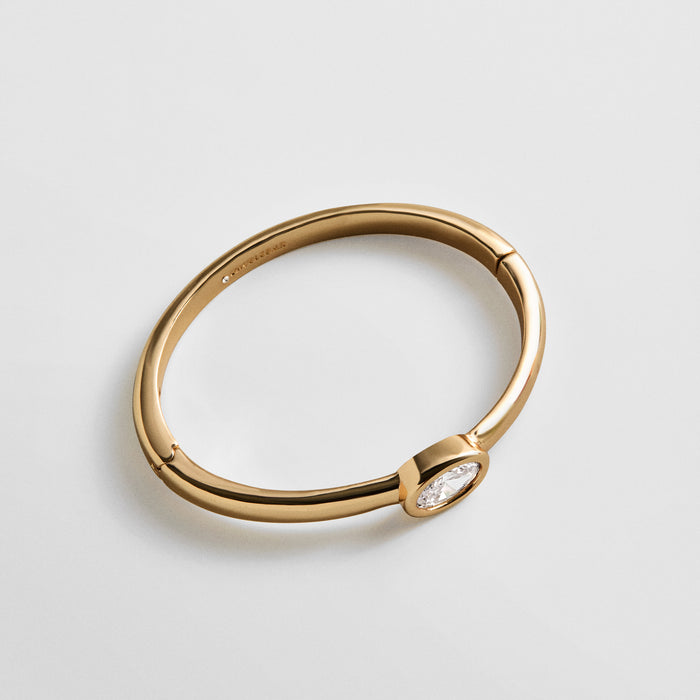 Christine Hinge Bangle Bracelet - Round Bezel