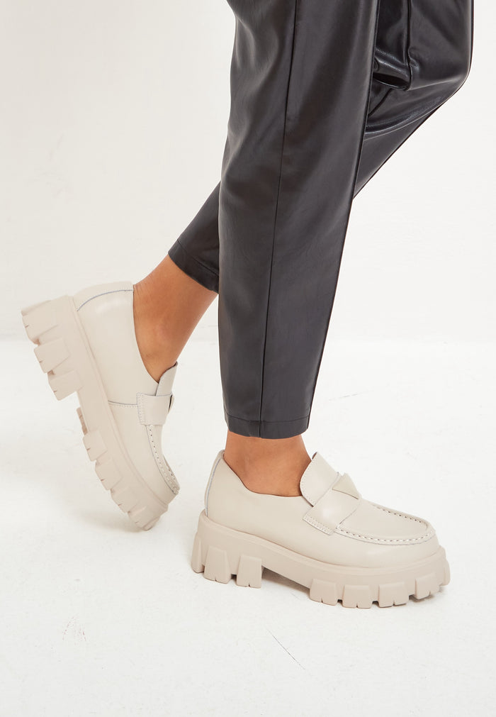 Chunky Leather Platform Loafers - Cesare Gaspari