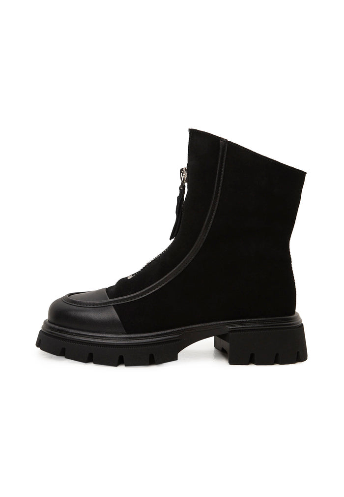 Chunky Zip Ankle Boots – Black