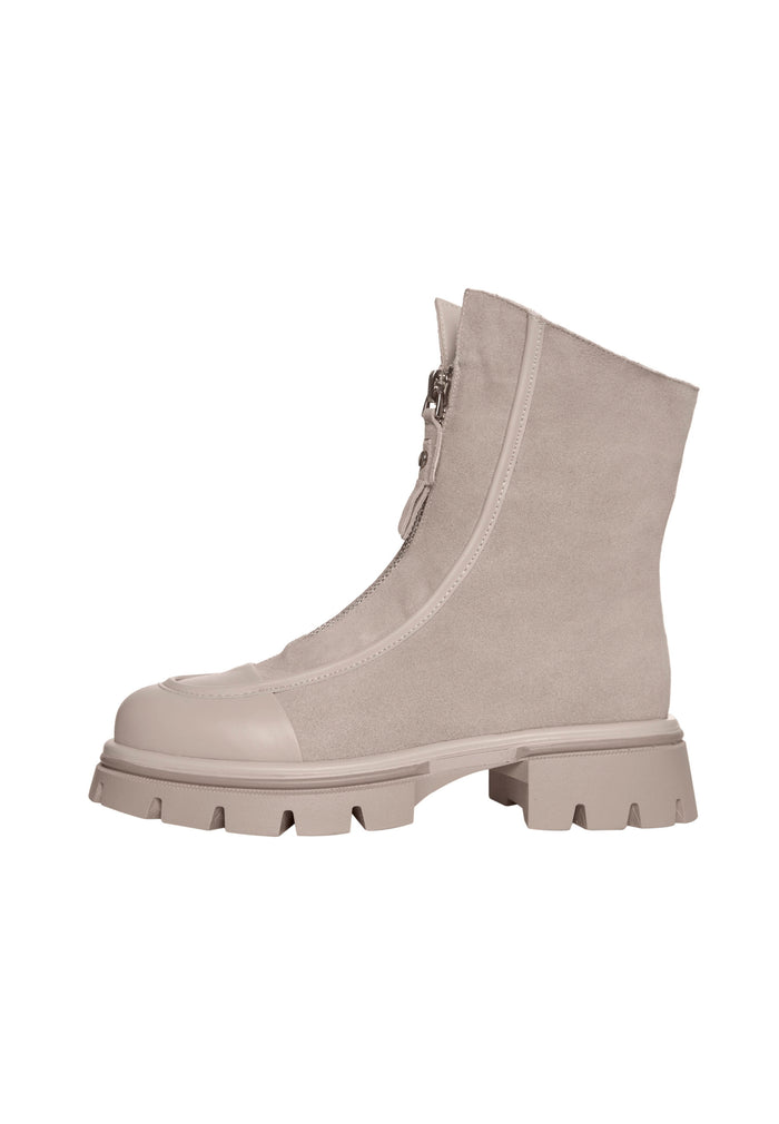 Chunky Zip Ankle Boots – Ivory