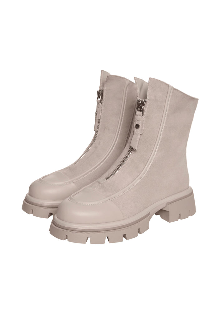 Chunky Zip Ankle Boots – Ivory