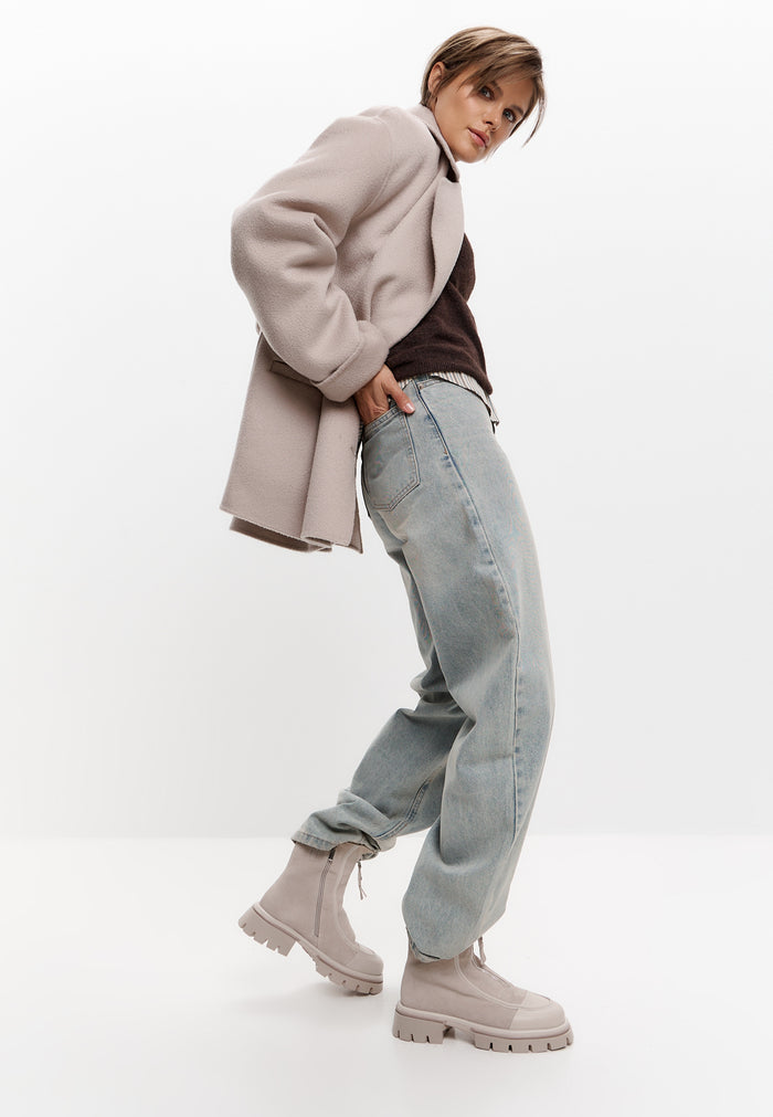 Chunky Zip Ankle Boots – Ivory
