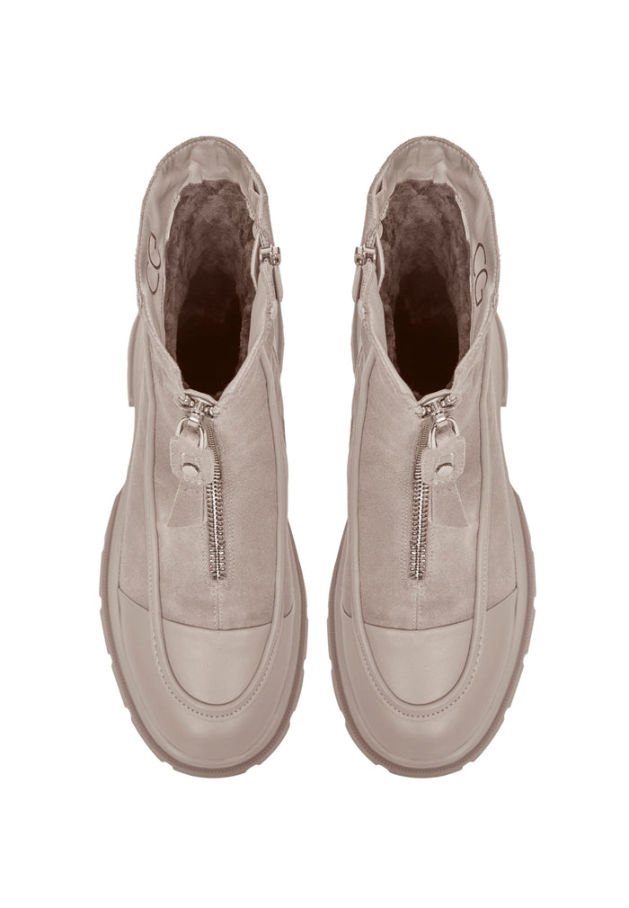 Chunky Zip Ankle Boots – Ivory