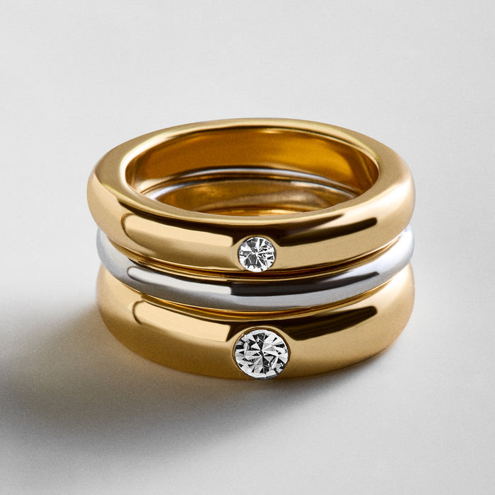 Cigar Band Ring Set - Gold/Silver