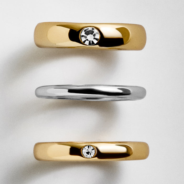 Cigar Band Ring Set - Gold/Silver